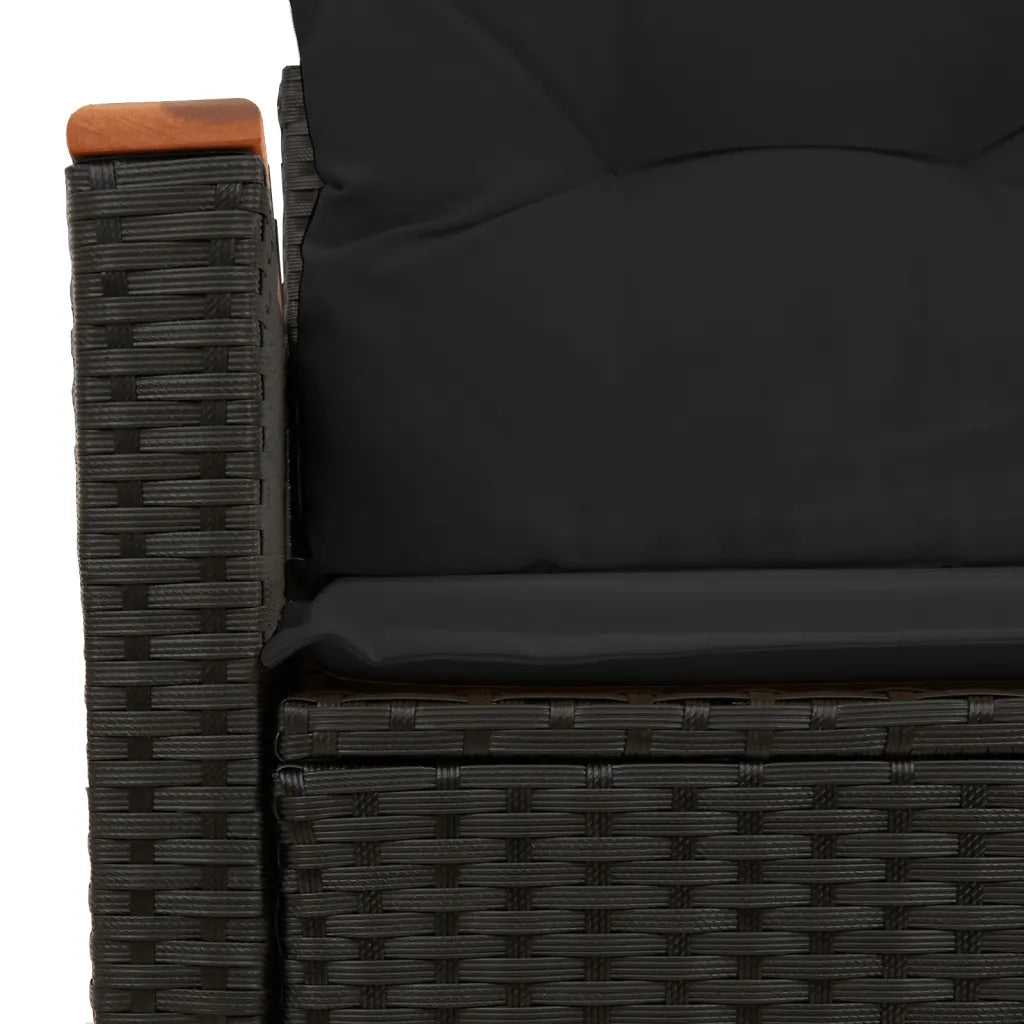 Divano da Giardino con Cuscini a 2 Posti-Sofa da Giardino-Divano da esterno Nero in Polyrattan 725843