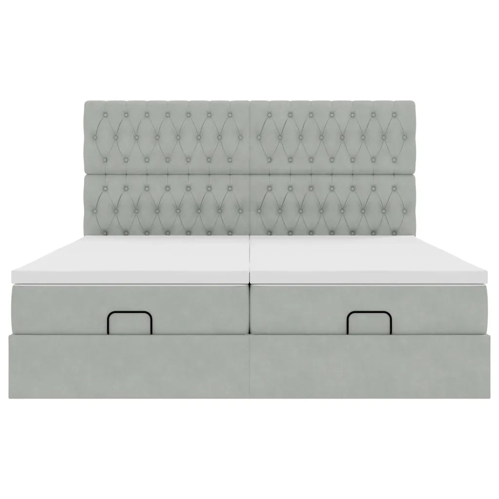 Struttura Letto Pouf con Materassi 200x200 cm Velluto 3313796