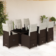 Set BistrÃ² da Giardino 9 pz con Cuscini in Polyrattan Marrone
