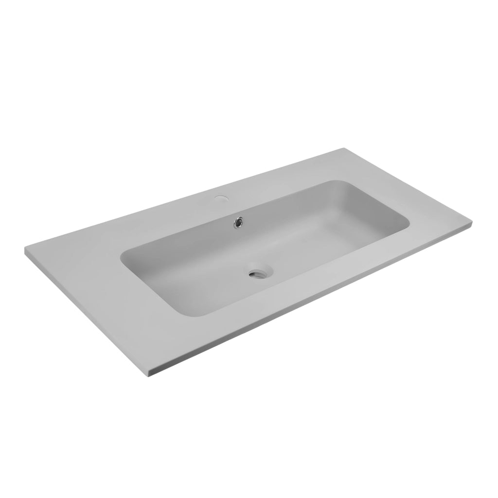 Lavabo ad incasso mineral marmo colore grigio cenere mobile composizione bagno *** misure 91x46 cm, confezione 1