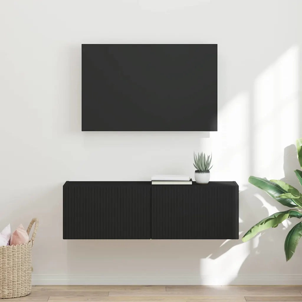 Mobile TV da parete Nero 98 x 31 x 29,5 cm Legno multistrato 892231