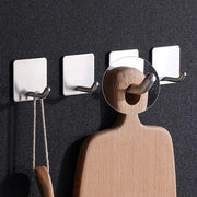 Haak per mano, asse da asciugamano senza foratura, 4 pezzi di ganci adesivi, appoggio asciugamano, ganci per parete, adesivi in acciaio inossidabile, ganci per abbigliamento, ideale per bagno, toilette, cucina, ufficio, argento