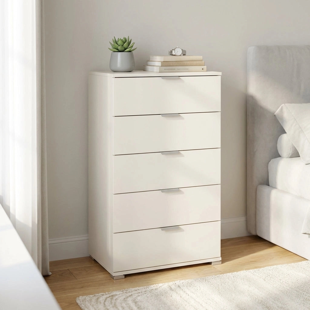 Cassettiera 5 cassetti in Legno Composito cm 60x38x103 - CLIFF