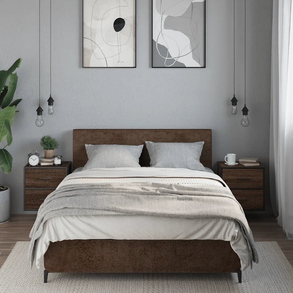 Comodini a Muro 2 pz Rovere Marrone 40x31x39,5 cm