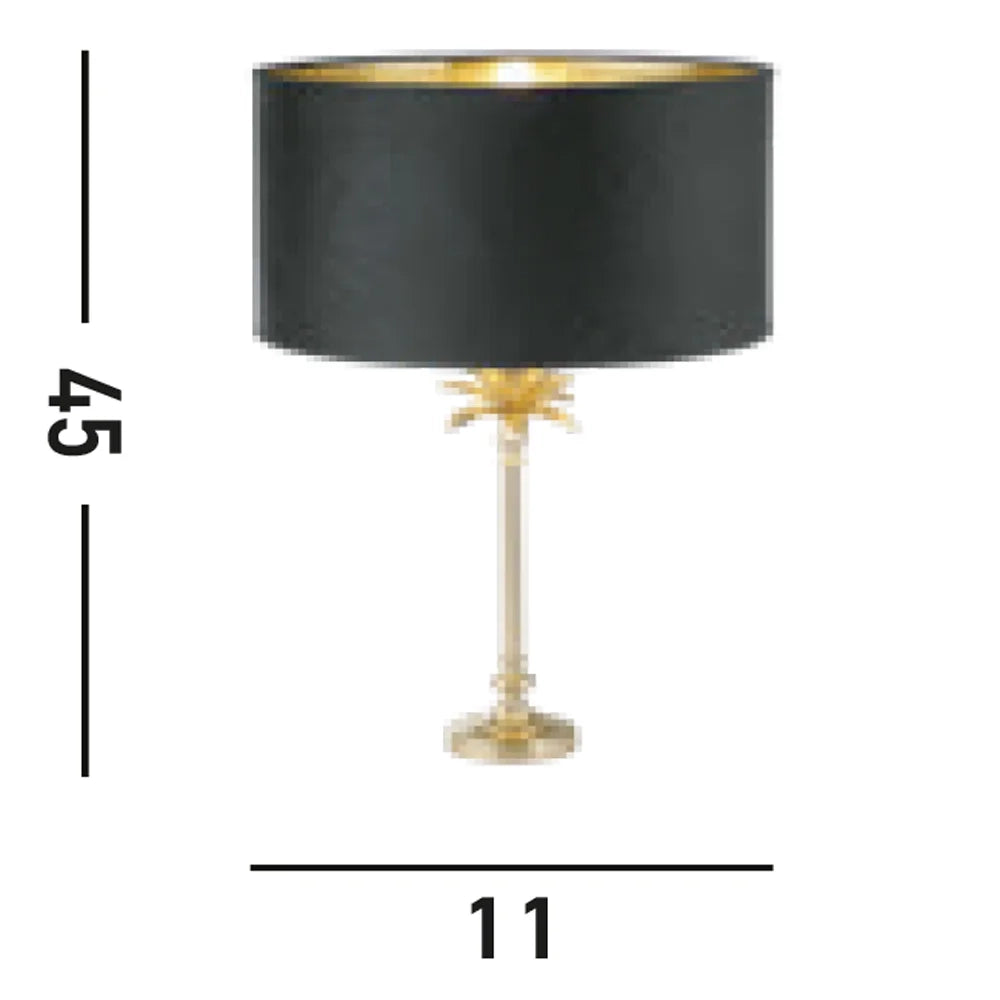 Lampada Da Scrivania Contemporanea Palma Metallo Ottone E Nero 1 Luce E27