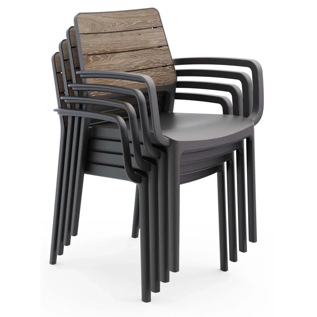 Keter SEDIA PORTO 56,5X53,5XH82CM GRAFITE/EFFETTO LEGNO