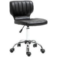 Outsunny Sgabello con Rotelle, Sgabello da Lavoro Girevole a 360°, Sgabello Ergonomico, Altezza Seduta Regolabile 47-62 cm, Rivestimento Sintetico Imbottito, Metallo Cromato, Nero