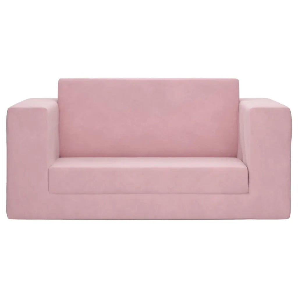 Divano letto | Sof¨¤ letto | Letto singolo per Bambini a 2 Posti Rosa in Morbido Peluche