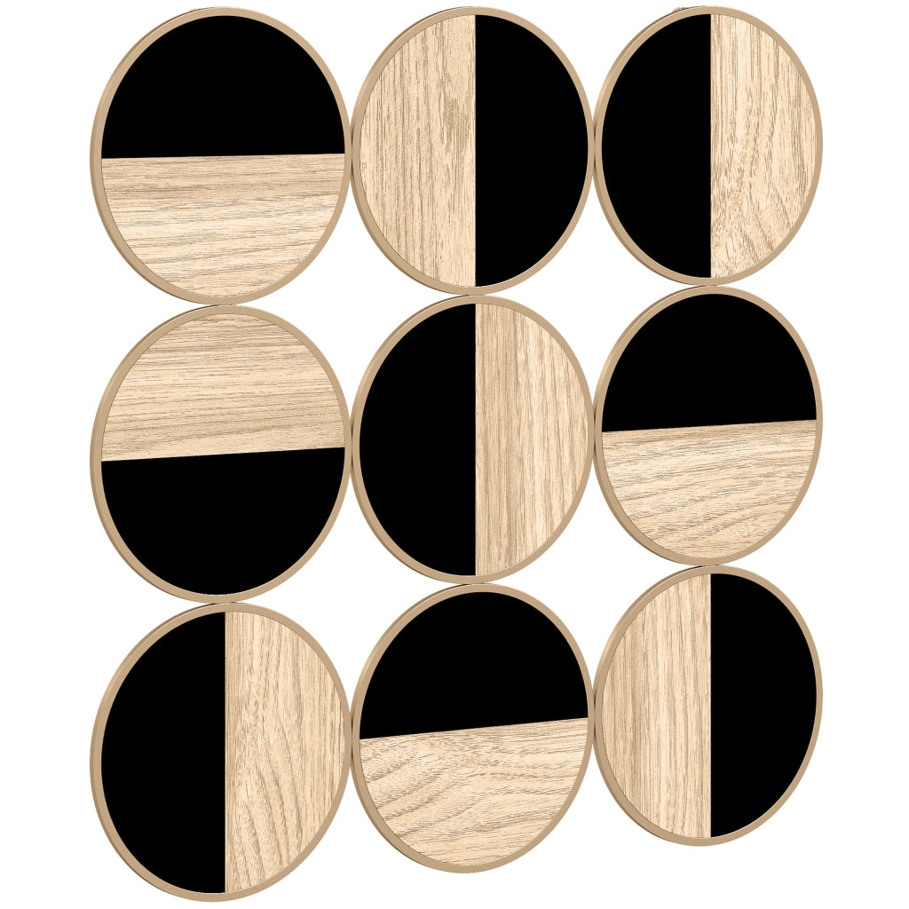 Decorazione murale metallo dischi design ¨C zephmum ¨C naturale nero 60x60 cm