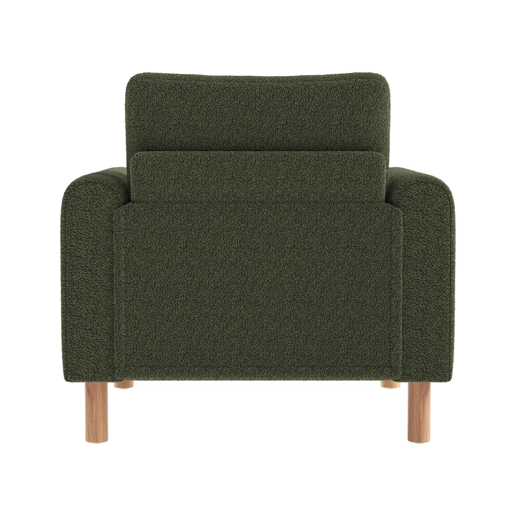 poltrona lounge 1 posto con cuscino spesso sfoderabile e braccioli; tessuto bouclÃ© verde 87 Ã— 83 Ã— 88.5 cm
