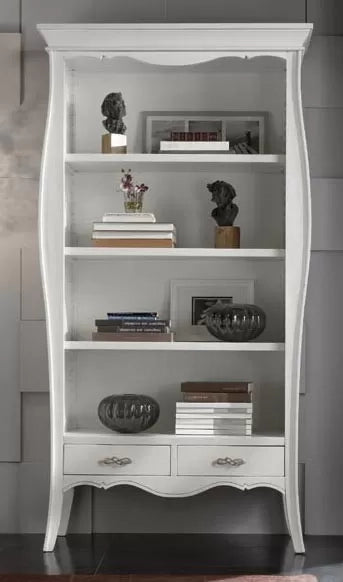 Libreria a giorno 3 ripiani 2 cassetti legno grezzo l.106 p.47 h.204 (3099) - Mobili 2G