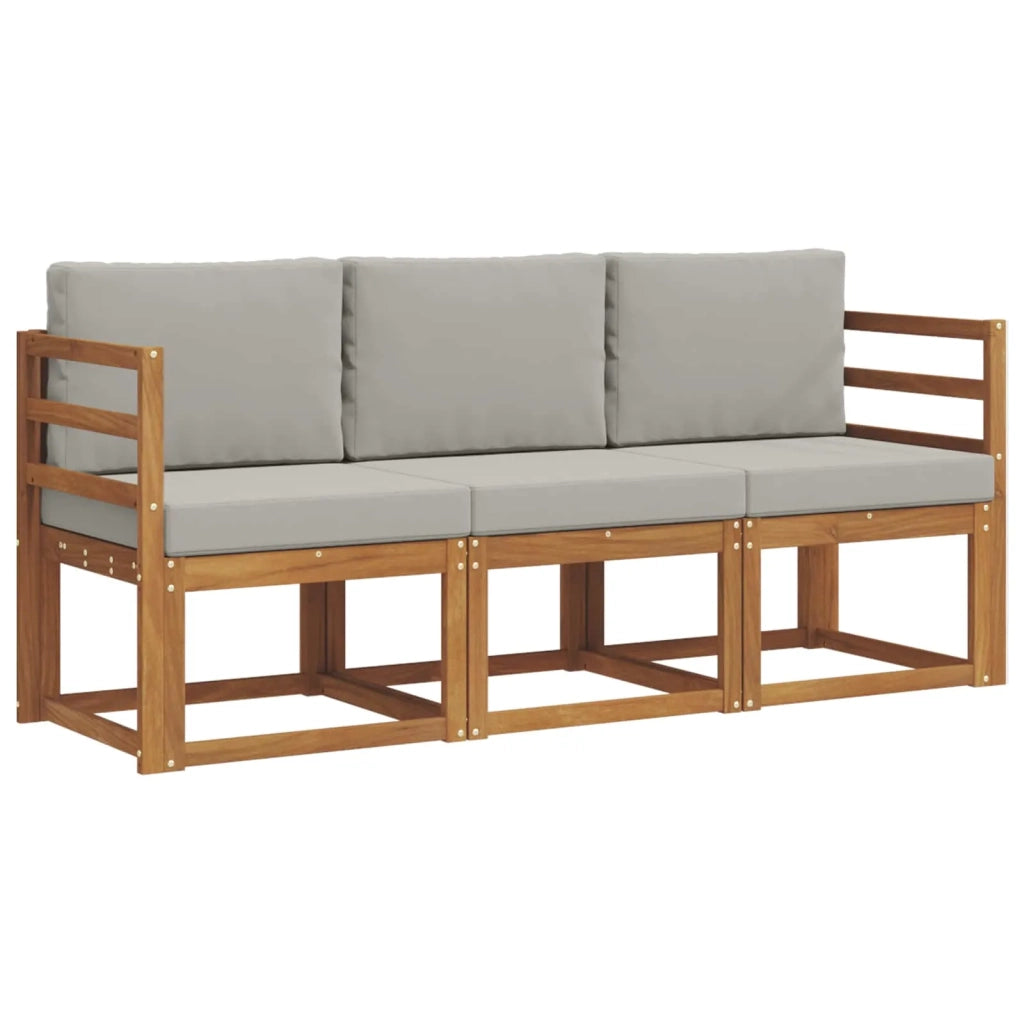 Set di divani da esterno 3 pcs Grigio Naturale e Chiaro