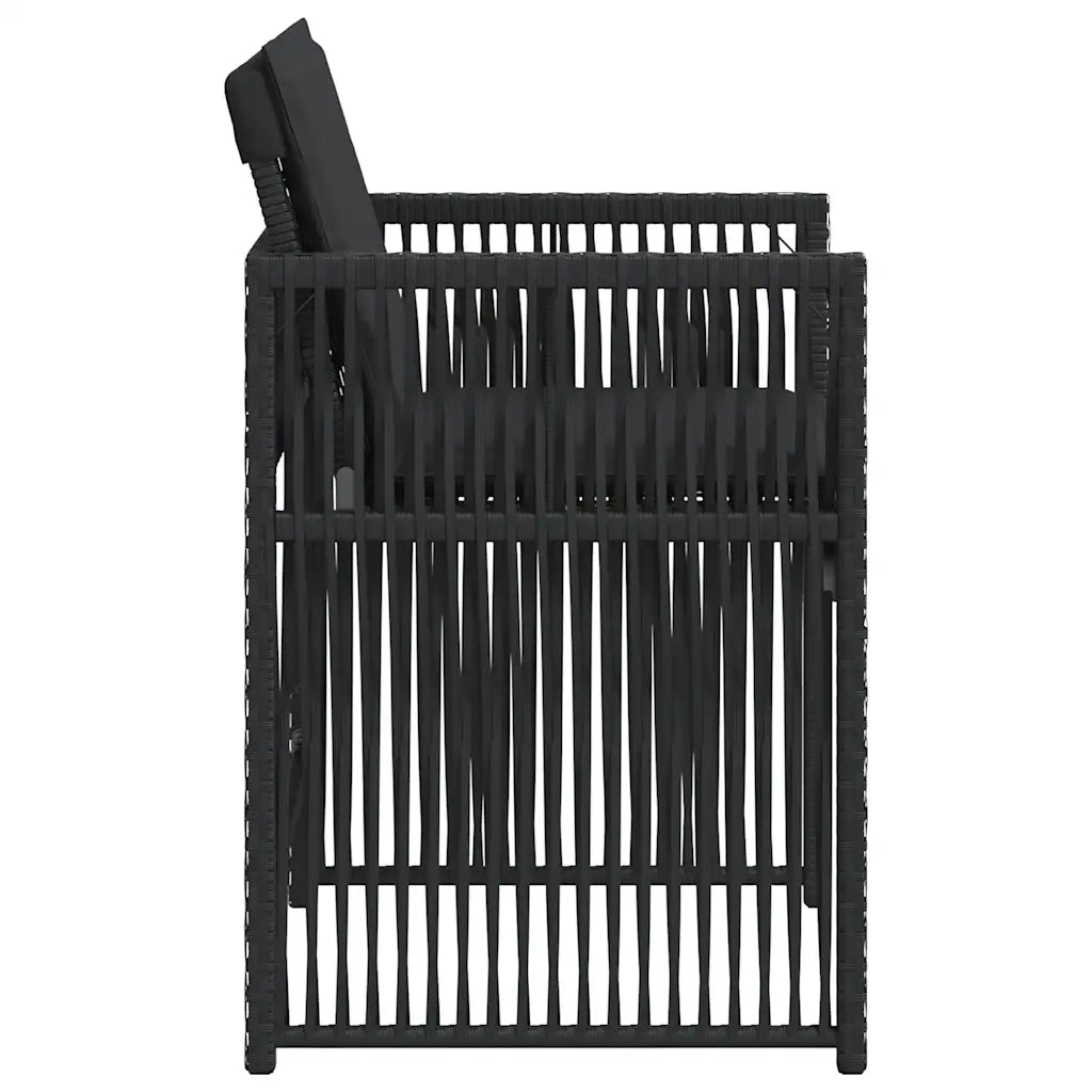 Sedie da Giardino con Cuscini 4 pz | Sedie da Esterno Nere in Polyrattan