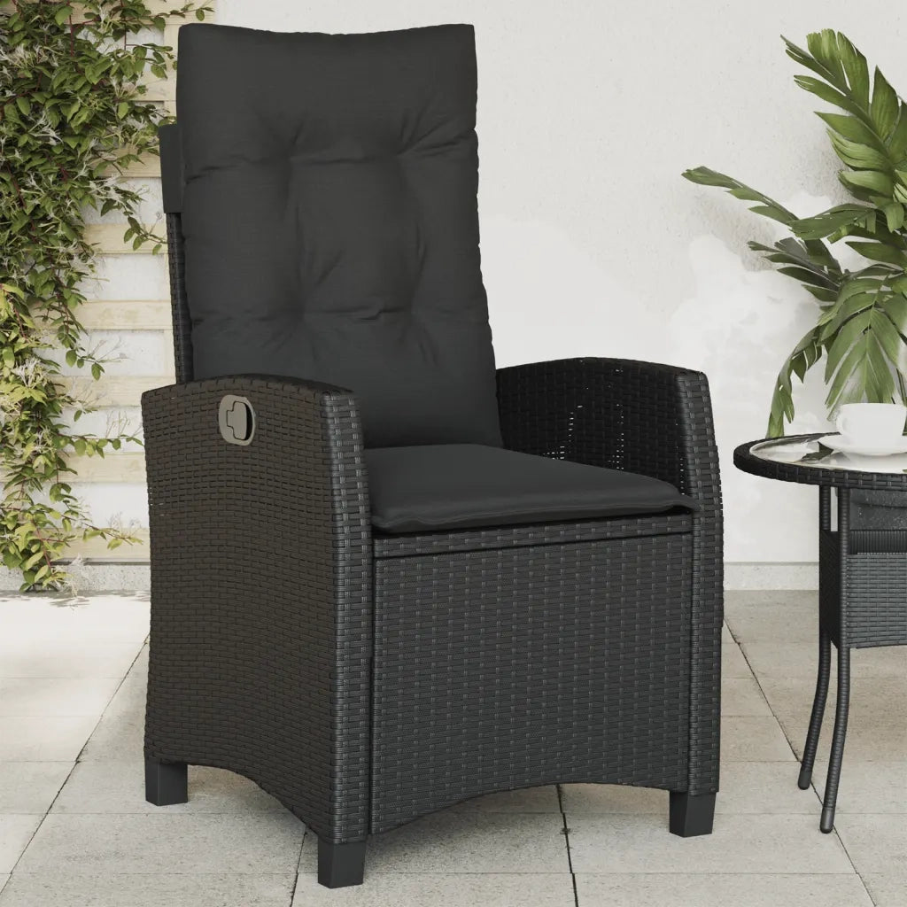 Sedie Reclinabili da Giardino 2 pz con Cuscini Nero Polyrattancod mxl 111020