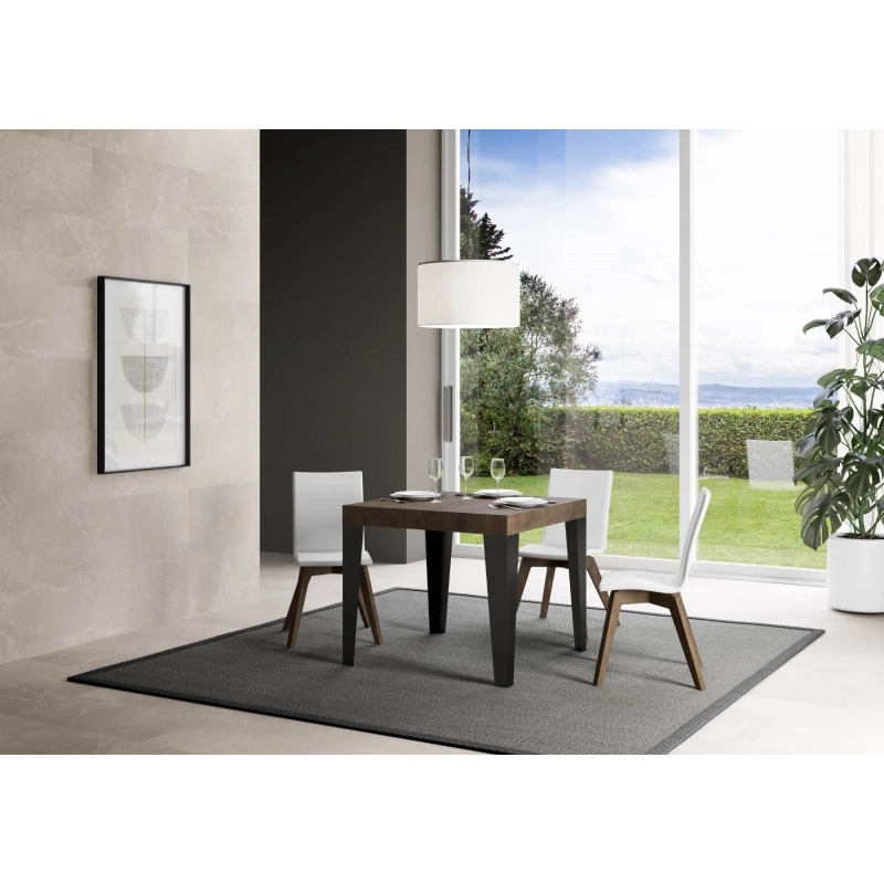 Tavolo allungabile 90x90/246 cm Flame Premium telaio Antracite - Noce
