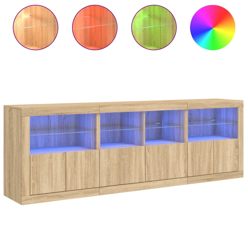 Credenza con Luci LED Rovere Sonoma 202x37x67 cm 3209011
