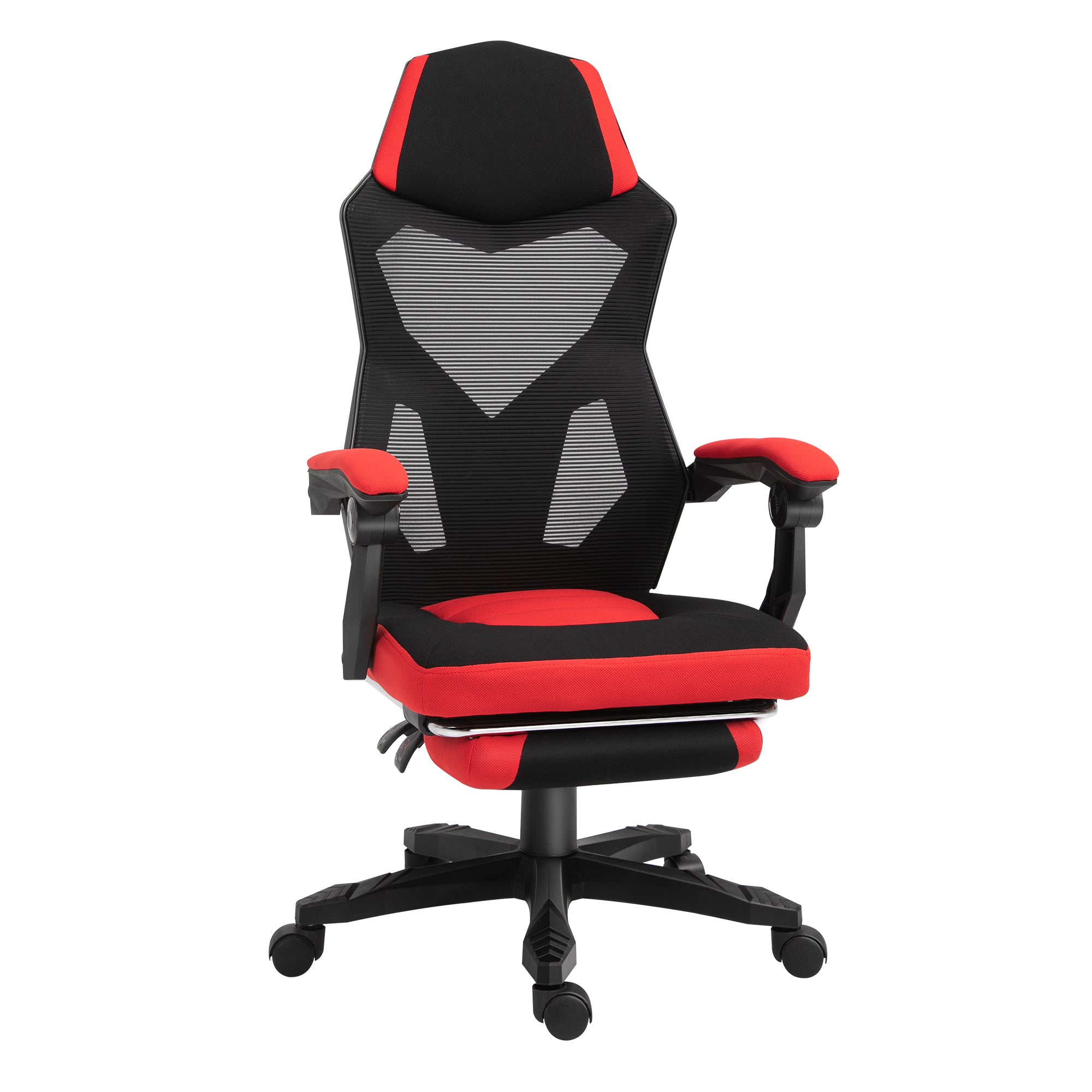 Sedia da Gaming Ergonomica e Reclinabile 58x63x112-122 cm in Tessuto a Rete Nero e Rosso