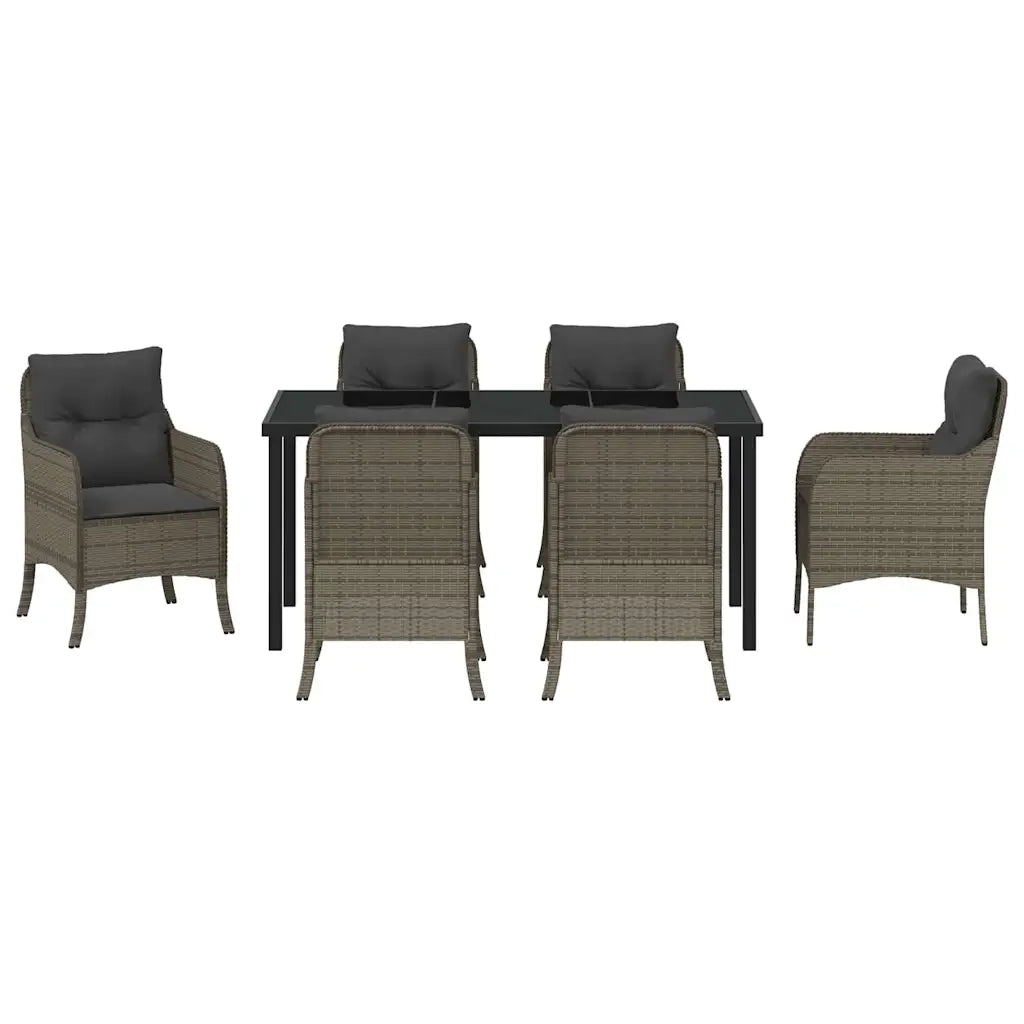 Set da Pranzo per Giardino con cuscino 7 pcs Grigio polyrattan 3380166