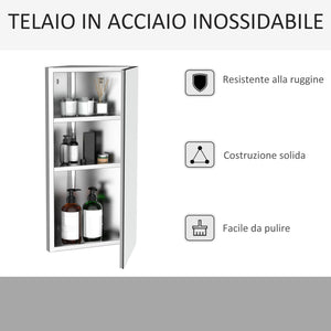 Pensile da Bagno Angolare 1 Anta Specchio 60x30x18,4 cm  Corn Bianco