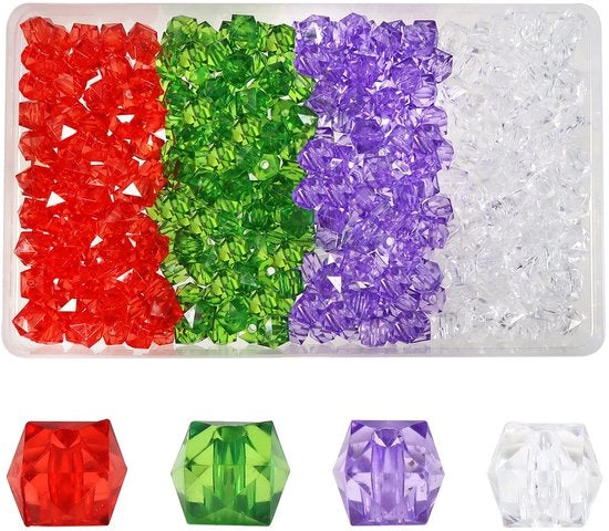 Acquario di vetro 320 pezzi - Filo di vetro - Cubo di vetro - 10 mm - Accessori decorativi manufatti a mano - Scatola di conservazione trasparente