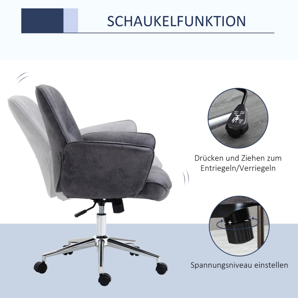 Sedia da ufficio ergonomica grigio scuro con funzione oscillante