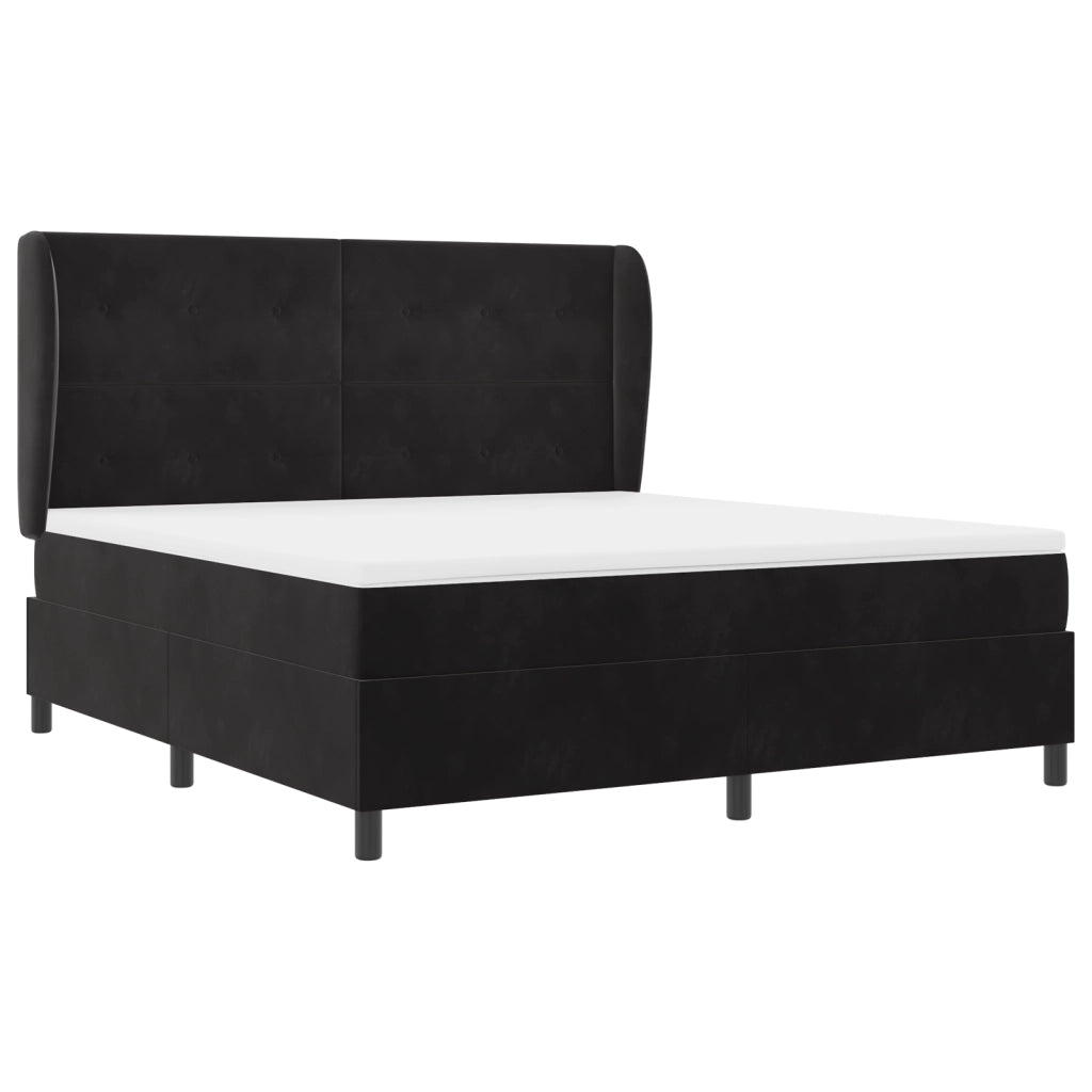 Letto con Rete a Molle e Materasso Nero 180x200 cm Velluto