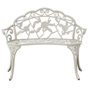 Panchina da giardino per esterni in metallo bianco alluminio 2 posti braccioli stile vintage