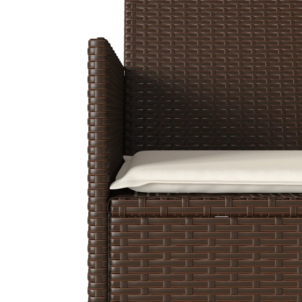 vidaXL Divano a 2 Posti con Tavolo e Cuscini Marrone in Polyrattan