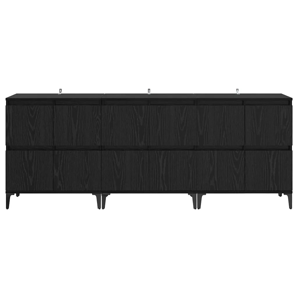 Credenza | Sideboards 3 pcs Rovere Nero 60 x 35 x 70 cm Legno multistrato