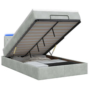 Letto Ottomano con Materasso e LED Grigio Chiaro 120 x 190 cm 3458217