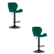 Set di 2 sgabelli alti West in velluto verde smeraldo