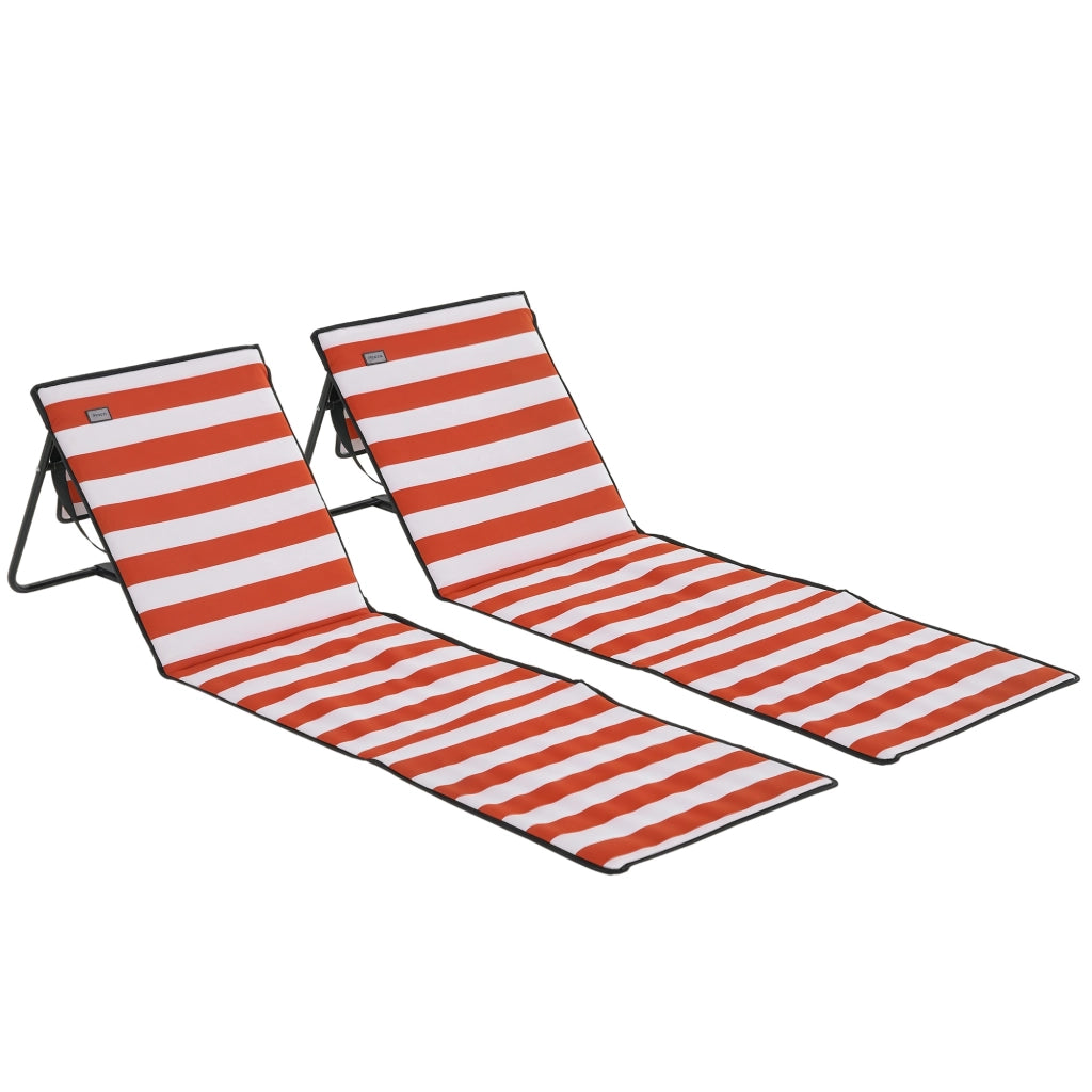 Set 2 Sedie Pieghevoli da Esterno con Schienale ¨C zephmum ¨C Rosso Bianco 142x51x40 cm