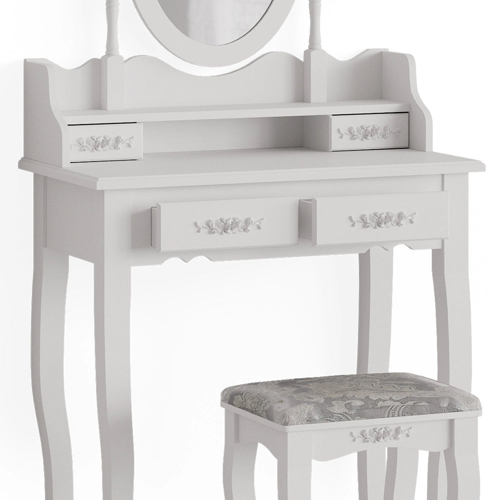 Vicco Tavolo da toeletta Bianco 75 cm con sgabello
