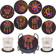 Set di 8 stelle diamantate con supporto, set di 5D diamanti neri per decorazione, adatto per decorare tavolo da pranzo, bar, zona caffè, zona vino, decorazioni.
