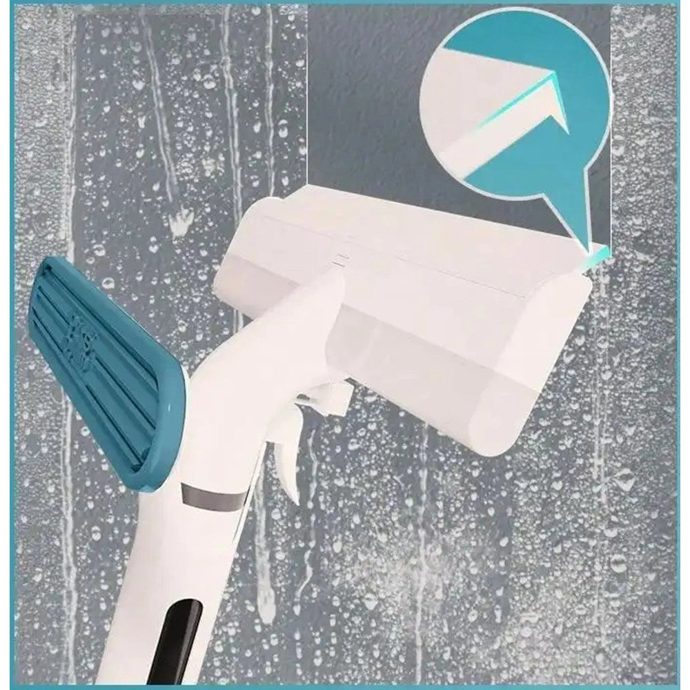 Trade Shop - Pulitore Vetri Spruzza Lava Raschia Raccoglie Acqua 3in1 Con Spray Contenitore Integrato -