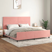 Giroletto con Testiera-Struttura Letto con testiera Rosa 200x200 cm in Velluto 156013