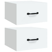 Set di 2 Comodini | Armadio da Notte | Mobiletto da notte a Muro Bianchi 35x35x20 cm