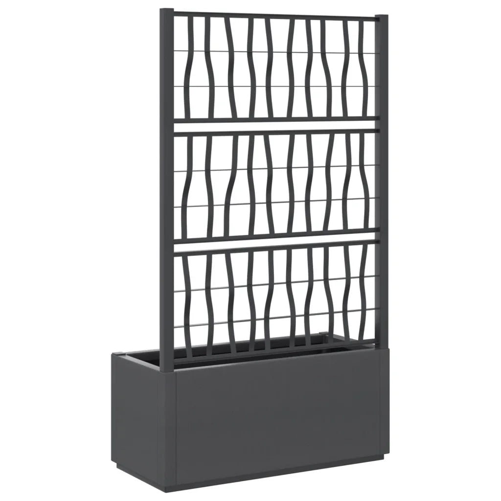 Fioriera | Cassetta per fiori | Vaso da Giardino con Traliccio Grigio Scuro 80x36x140 cm PP