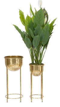 Porta Fiori Glam Coppia Ø27x62-21,5x52 cm in Ferro Oro