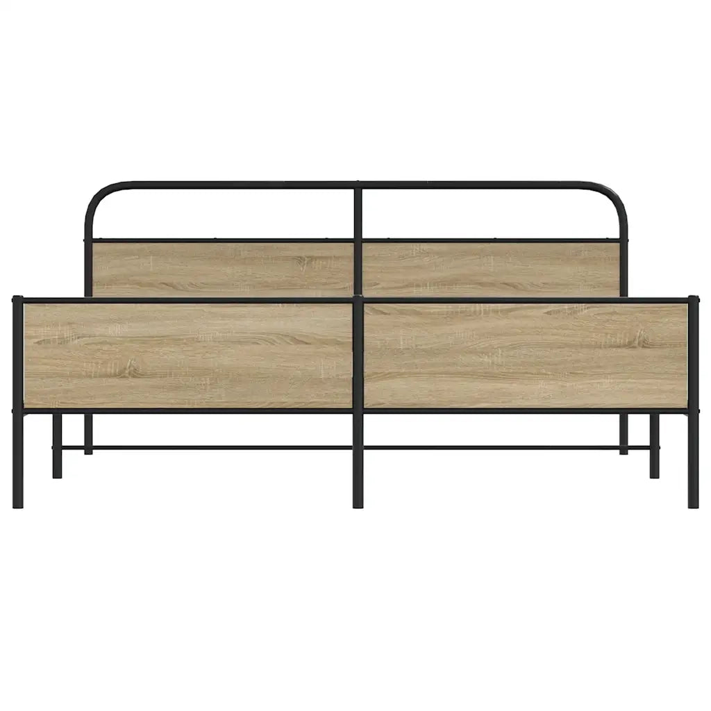 vidaXL Giroletto senza Materaso in Metallo Rovere Fumo 183x213 cm