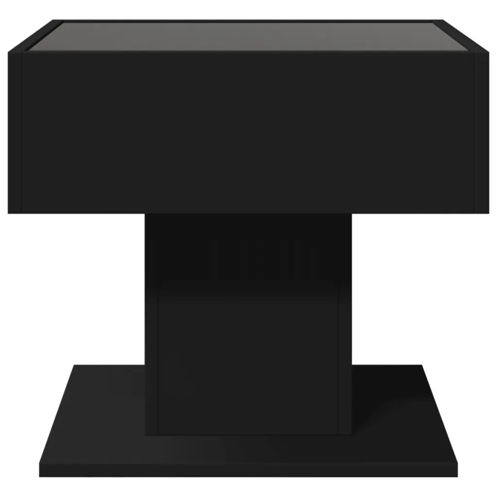 Tavolino Salotto con LED Nero 50x50x45 cm Legno Multistrato 847526