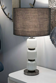 Lampada da tavolo Presolana, Luce da scrivania , Luminaria da ufficio, Lampada da lavoro, 33x33 h57 cm, Bianco e Grigio