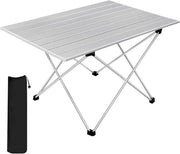 Tavolo da Campeggio in Alluminio - Argento - Ripiegabile & Portatile - Inclusa Tasca Portatile - Resistente alle Intemperie - Per Campeggio, Giardino, Balcone & Esterno - 56x46x40 cm