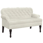Panca con Schienale Crema 119,5x64,5x75 cm in Velluto CFW7998626