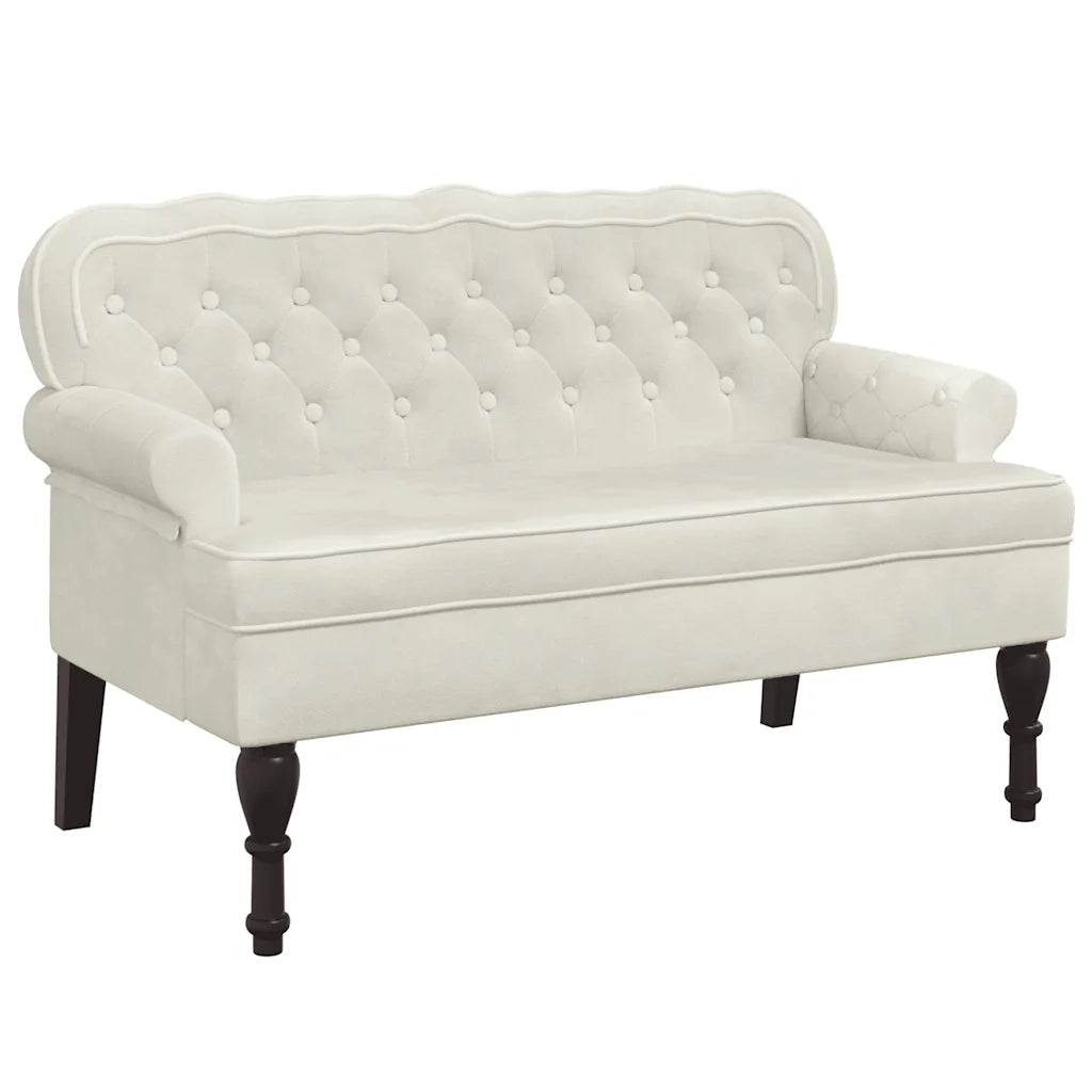 Panca con Schienale Crema 119,5x64,5x75 cm in Velluto CFW7998626