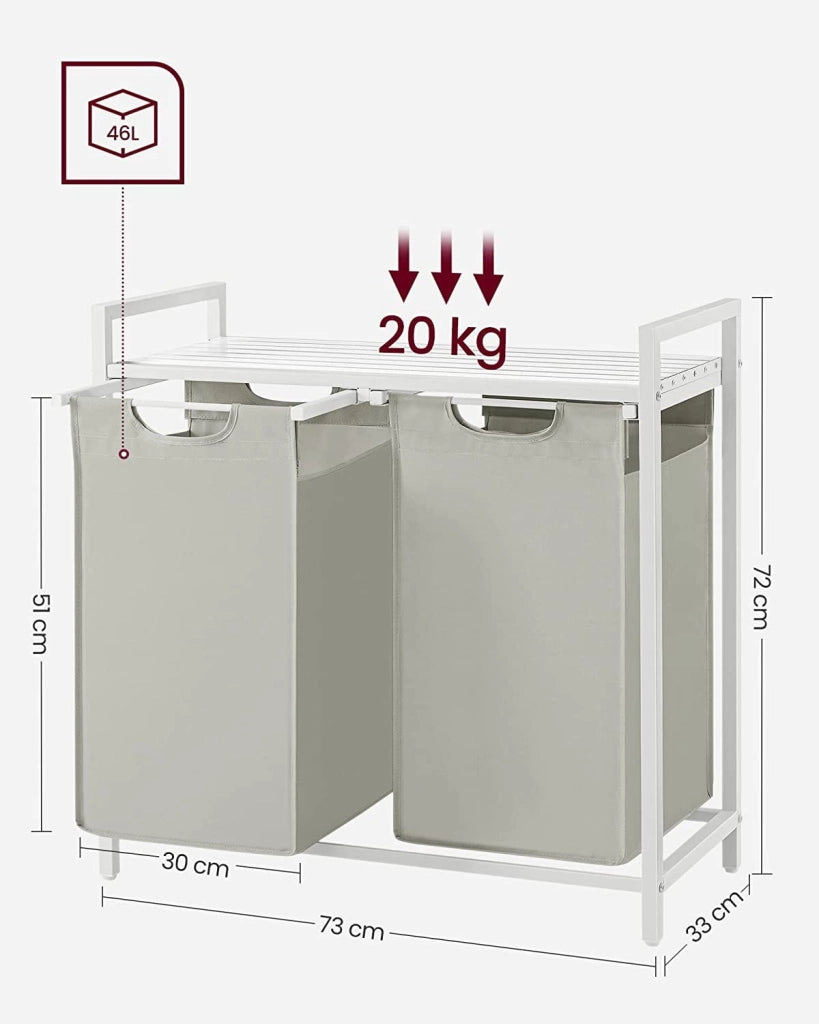 Mobile portabiancheria Valora a 2 scomparti bianco 92L per bagni