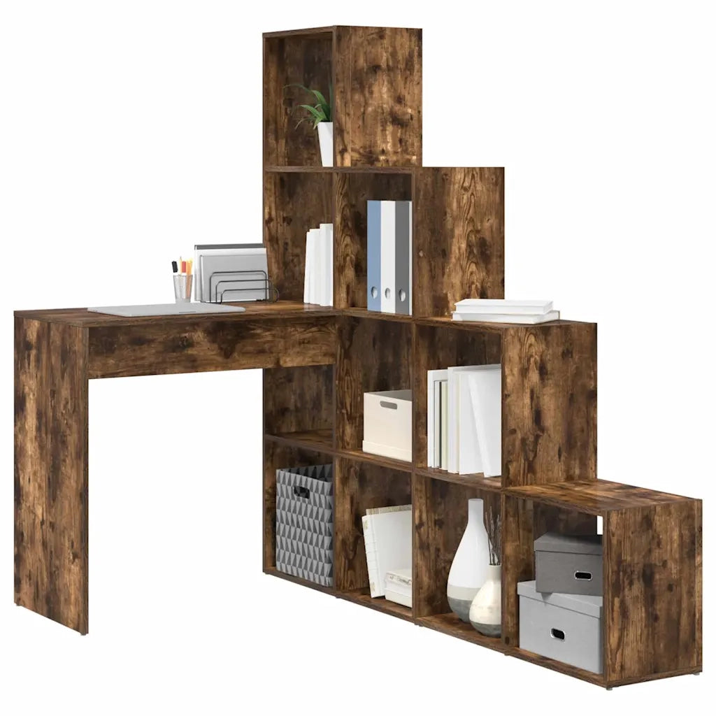 vidaXL Scrivania ad angolo Rovere fumo 101,5 x 149,5 x 149,5 cm