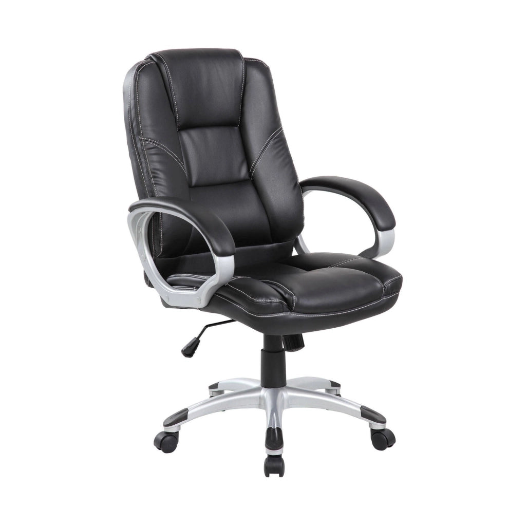 Sedia da ufficio Iolanda, Poltrona direzionale con braccioli, Sedia ergonomica da ufficio, 69x63h105/116 cm, Nero