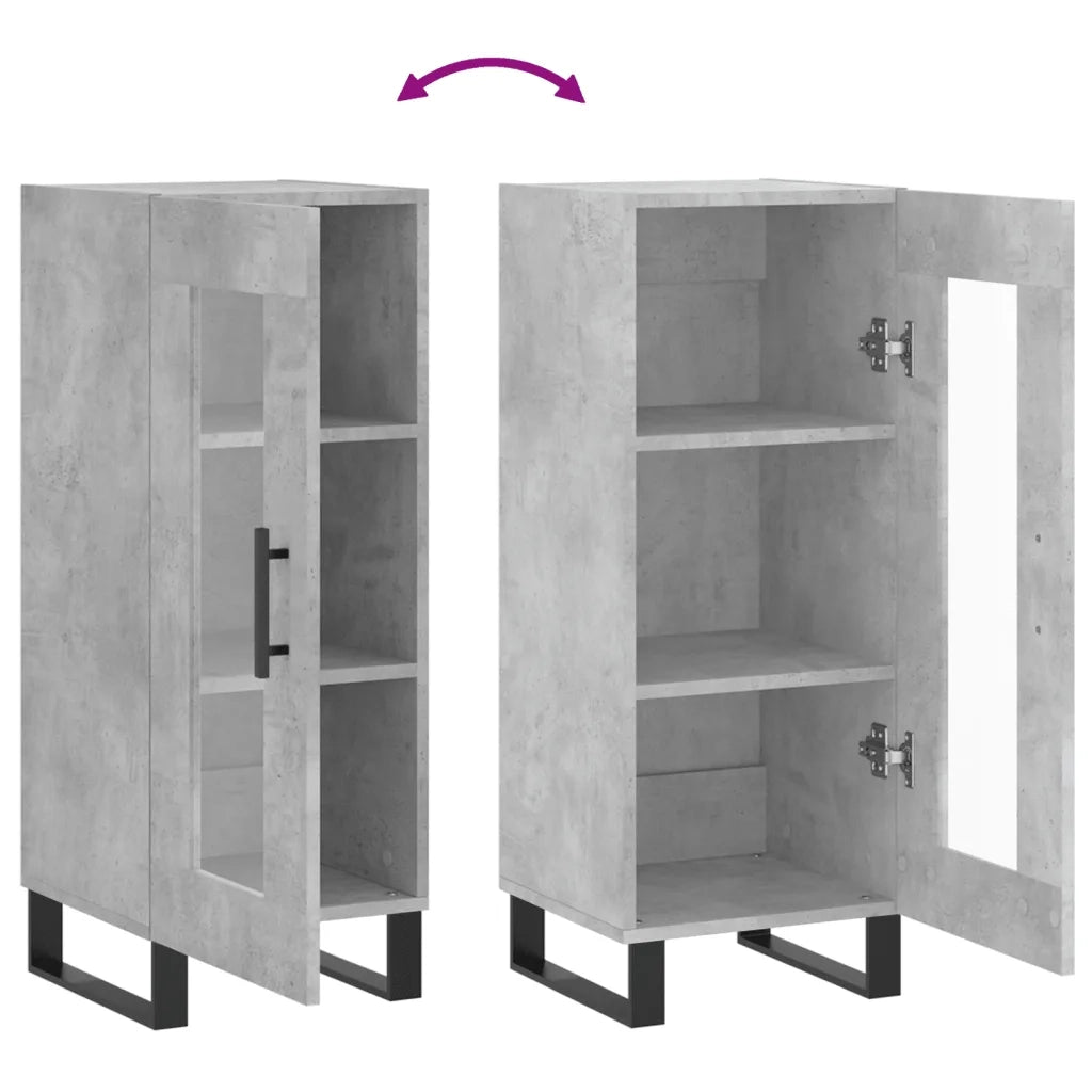 Credenza Grigio Cemento 34,5x34x90 cm in Legno Multistrato