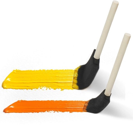 Set di pennelli a spugna da 20 pezzi - Pennelli a spugna grandi/ piccoli - Manico in legno - Strumenti per verniciatura per acrilico/olio - Pennelli assorbenti con testa a spugna - Materiale artificiale per adulti